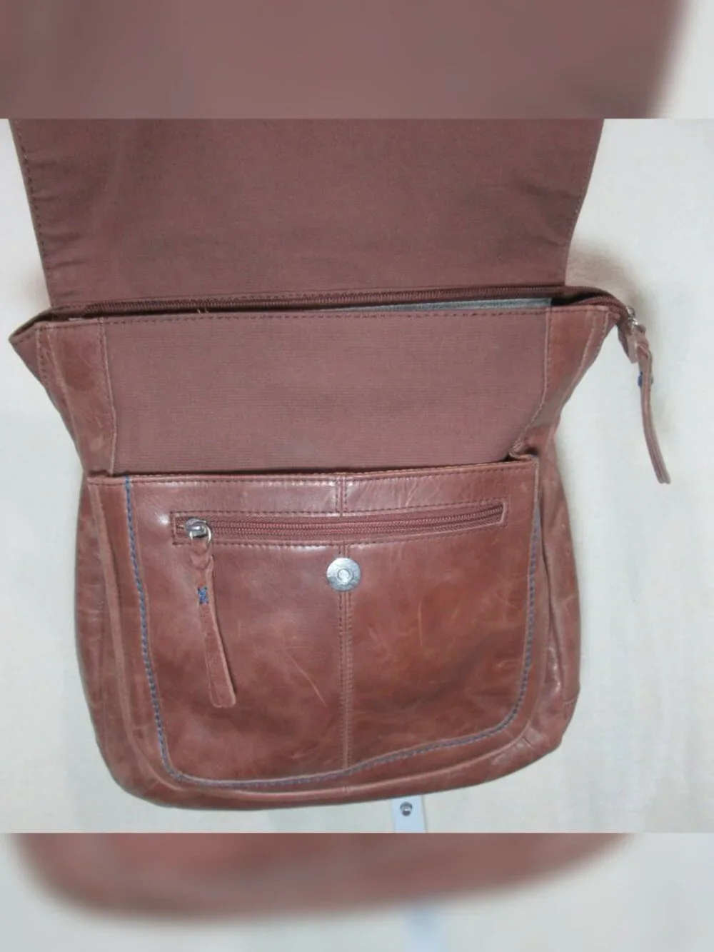The Sak Ventura Convertible Leather Satchel Backpack Brown Blue | OS